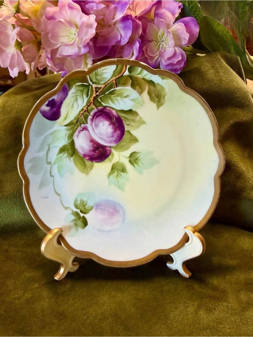 Antique Porcelain Plate Vienna Floral Hand Painted Chinaware Limoges,France